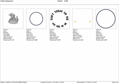 Machine Embroidery files, Don’t Tread On Me Live Free Or Die, Patriotic Circle Snake Design, USA Freedom , DST, PES, xxx hus & more,