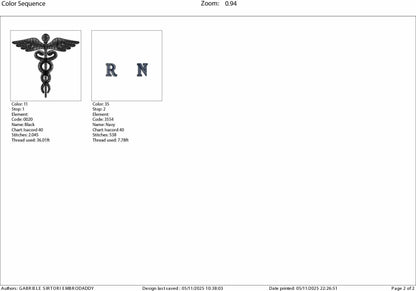 Machine Embroidery files, Medical Caduceus Symbol Silhouette, registered Nurse, Nurse Staff, , hospital dst, PES, xxx, hus & more
