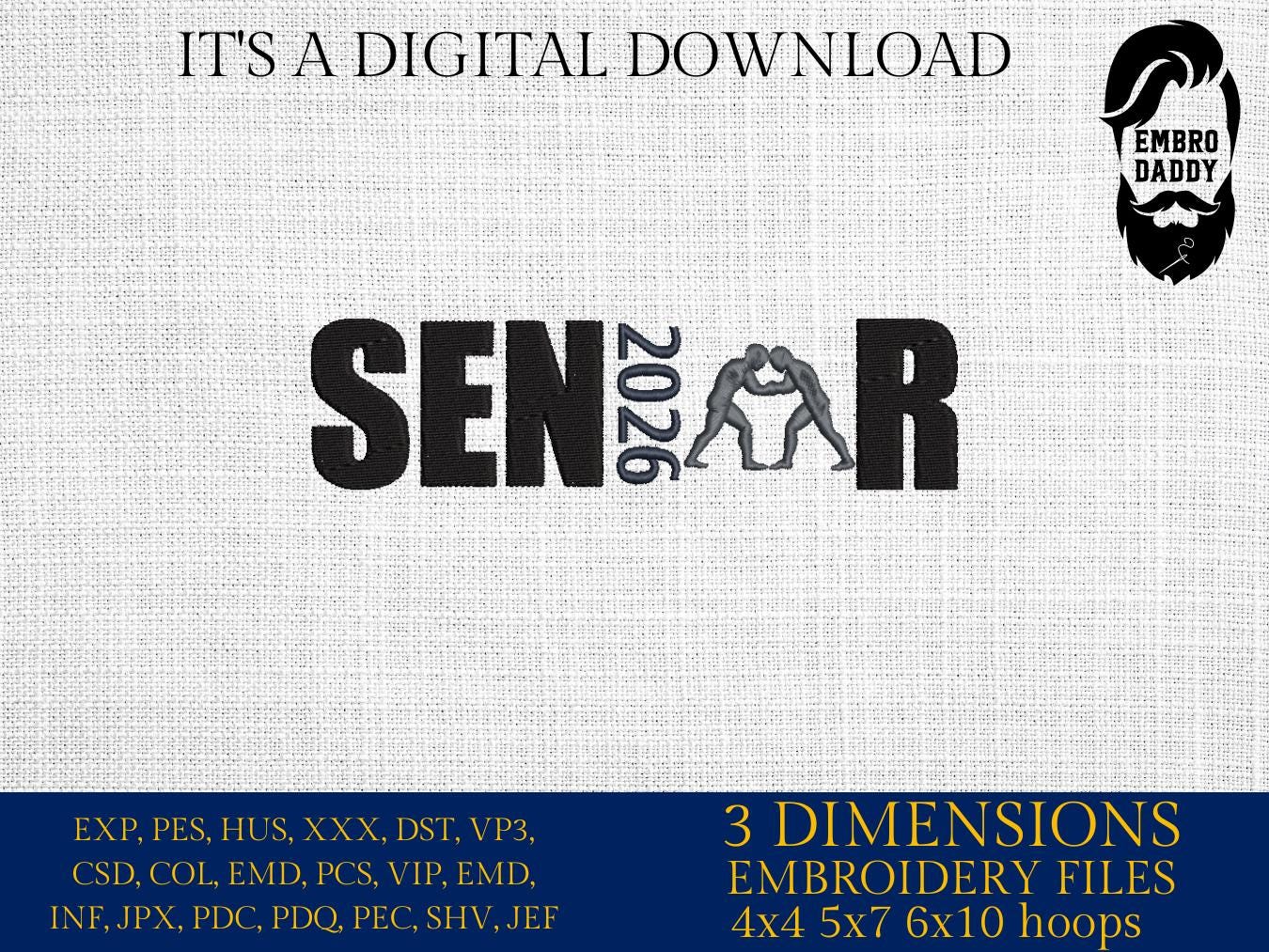 Machine Embroidery files, wrestling, Senior 2026, PES, xxx, hus & more