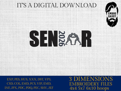 Machine Embroidery files, wrestling, Senior 2026, PES, xxx, hus & more