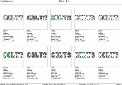 Machine Embroidery files, Colts appliqué, sport, PES, dst, xxx, hus & more