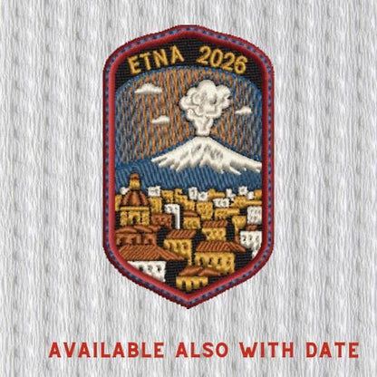 Mount Etna Patch – Sicily Volcano Embroidered Iron-On Patch, Italian Travel Souvenir, Catania Adventure Badge, Backpack Jacket Patch