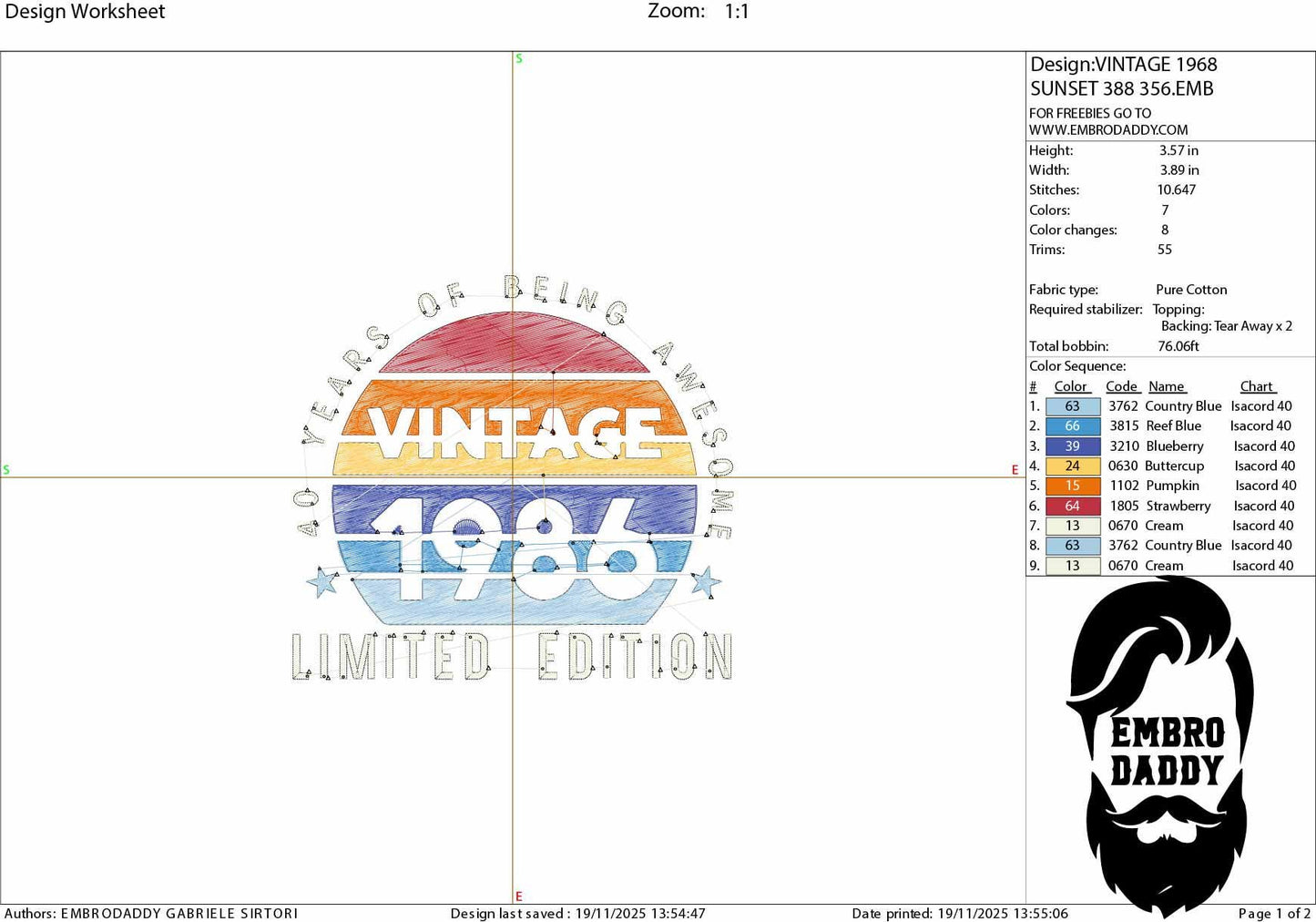 Machine Embroidery files, 1986, 40 year of being awesome, limited edition, birthday funny, PES, xxx, hus & more