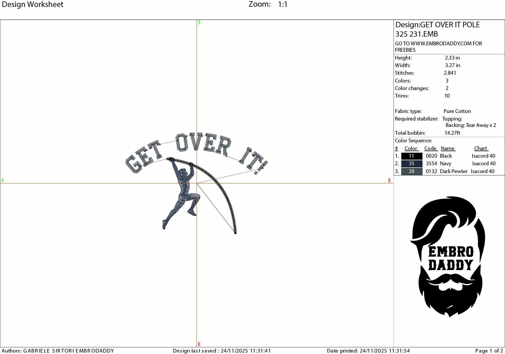 Machine Embroidery files, Track and Field Pole Vault Event, Male Pole Vaulter, "Get Over It!" , PES, xxx, dst, hus & more