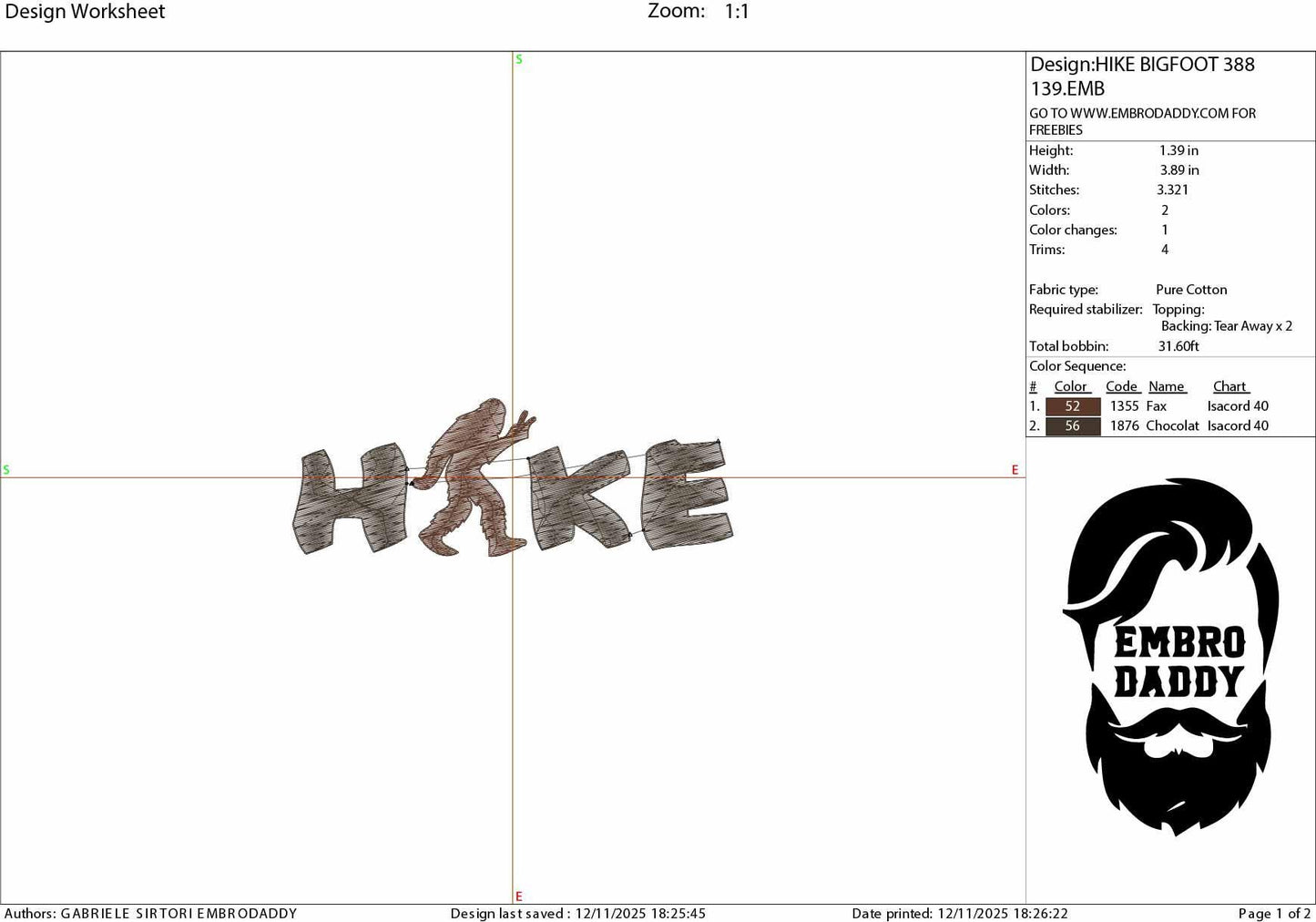 Machine Embroidery files, hike, Bigfoot, PES, DST, xxx, hus & more