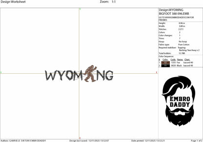 Machine Embroidery files, Wisconsin, Bigfoot, DST, PES, xxx hus & more