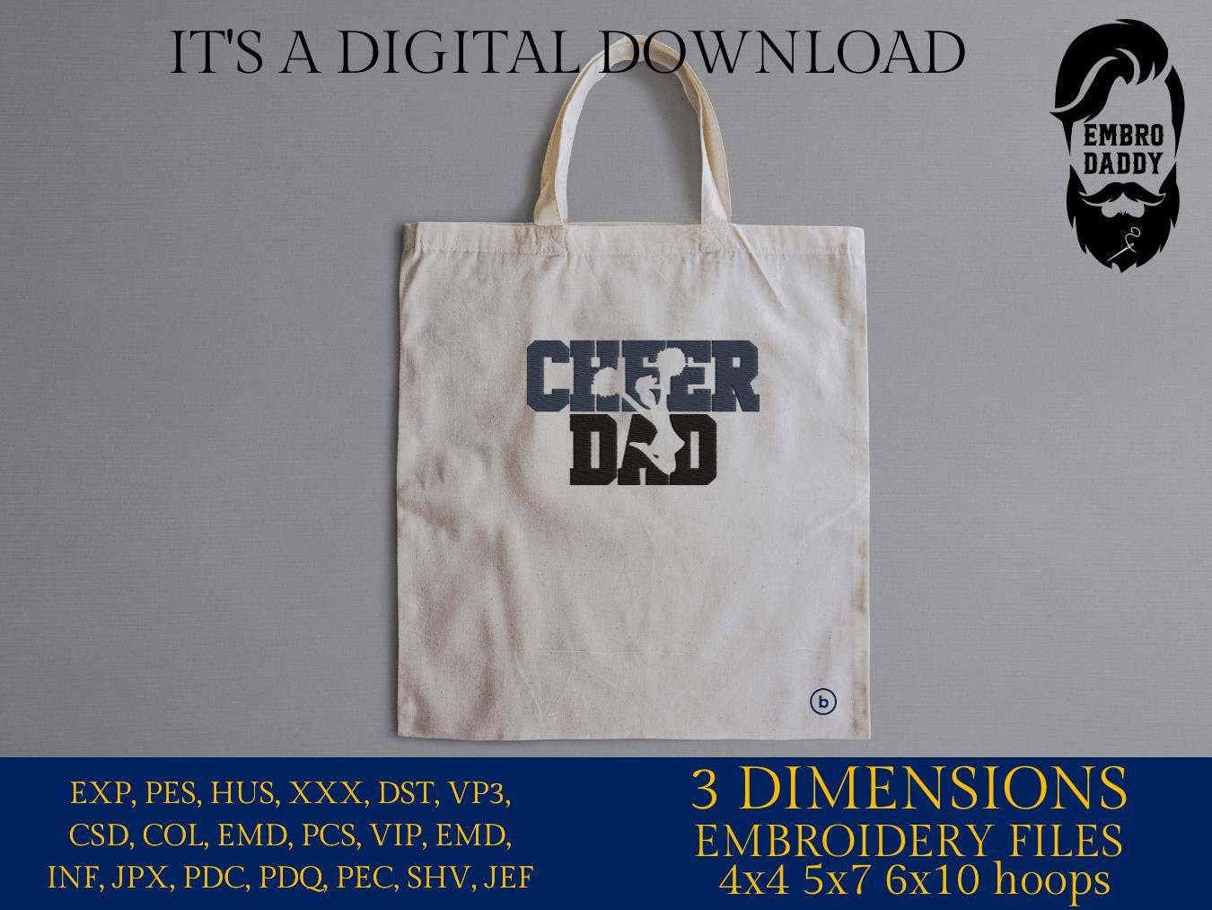 Machine Embroidery files, cheer dad, PES, xxx, hus & more