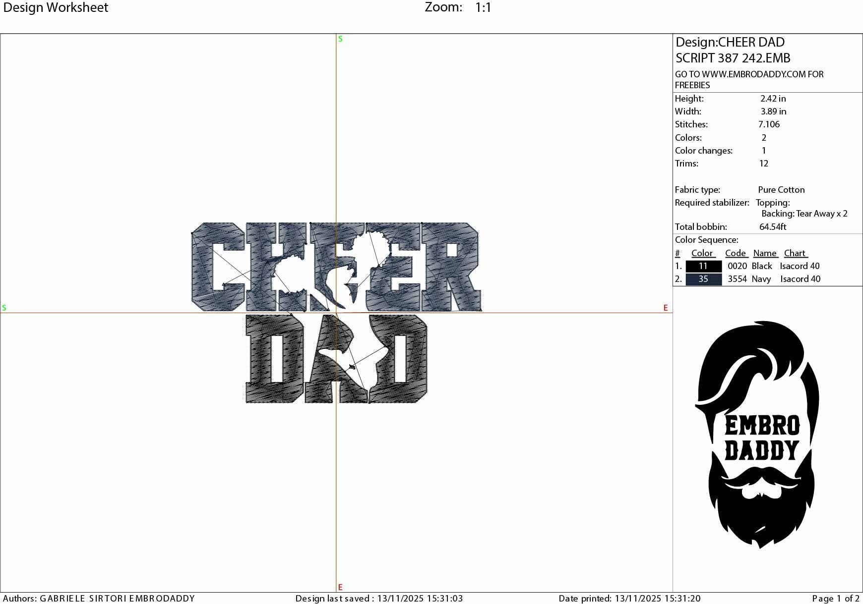 Machine Embroidery files, cheer dad, PES, xxx, hus & more
