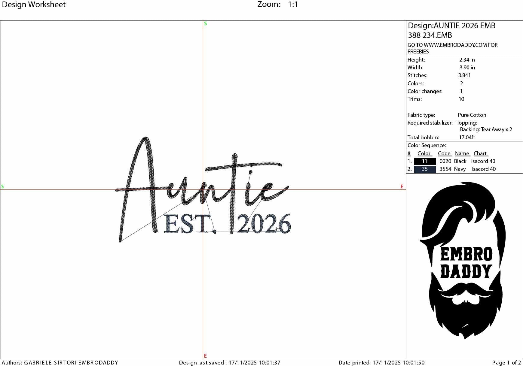 Machine Embroidery files, Auntie est. 2026, embroidery files, PES, xxx, hus & more, embroidery files