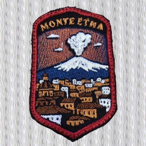 Mount Etna Patch – Sicily Volcano Embroidered Iron-On Patch, Italian Travel Souvenir, Catania Adventure Badge, Backpack Jacket Patch