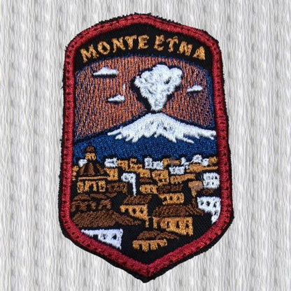 Mount Etna Patch – Sicily Volcano Embroidered Iron-On Patch, Italian Travel Souvenir, Catania Adventure Badge, Backpack Jacket Patch
