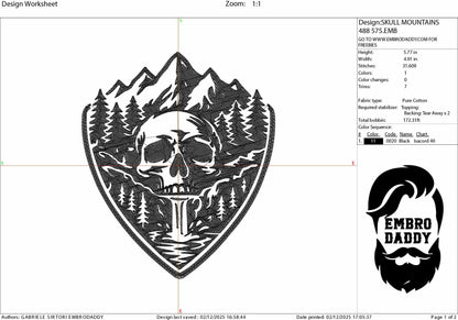 Machine Embroidery files, Nature Scene, Skull, Wilderness, Camping, Pine Tree Forest, DST, PES, xxx hus & more,