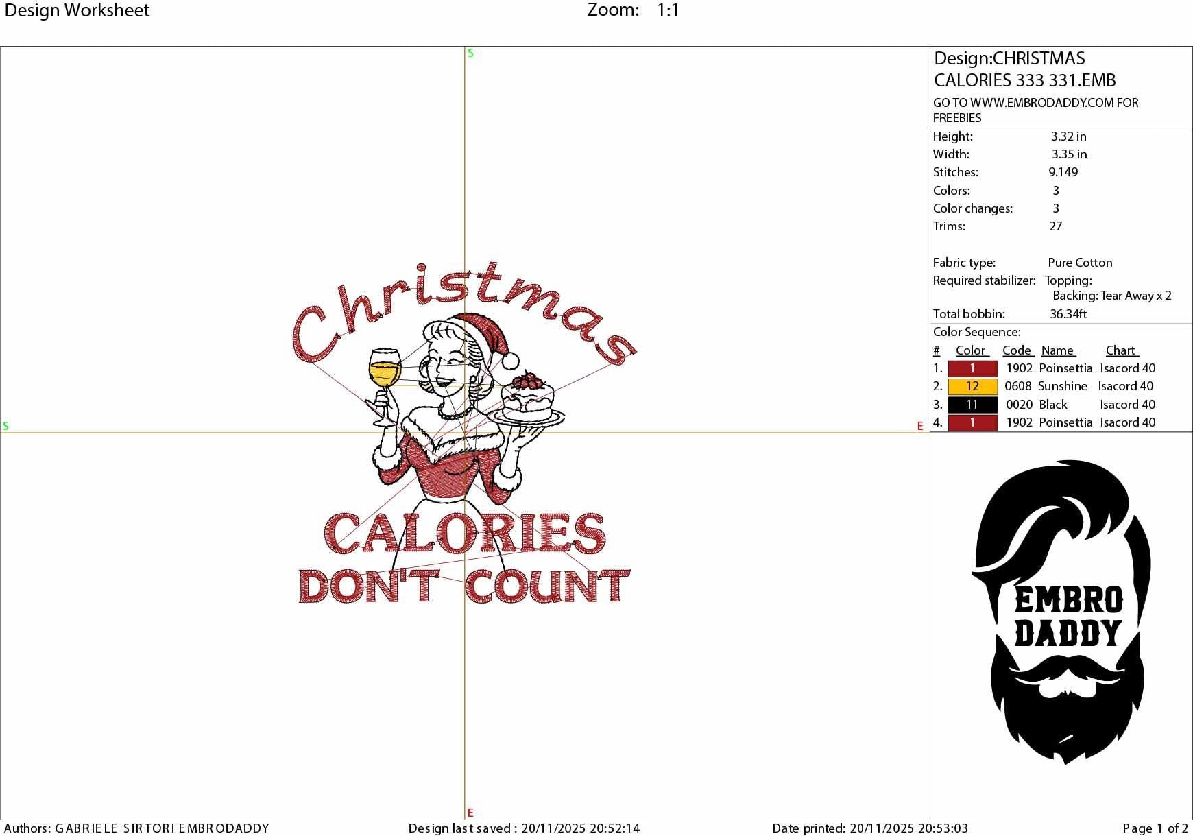 Machine Embroidery files, Funny Christmas Party Girly, Christmas Calories don't count, Retro Sassy Holiday Humor, PES, xxx, hus & more