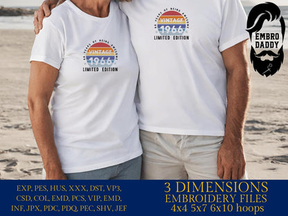 Machine Embroidery files, 1966, 60 year of being awesome, limited edition, birthday funny, PES, xxx, hus & more