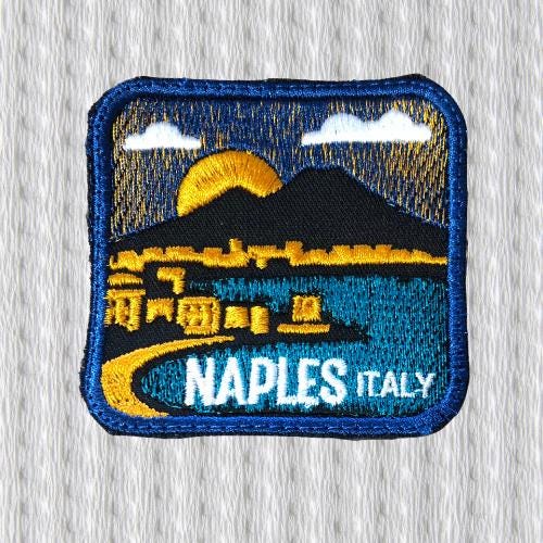 Naples Italy Patch, Vintage Travel Badge, Embroidered-Style Adventure Patch, Vesuvius Souvenir, Italian Travel Gift, Backpack, Jacket Patch