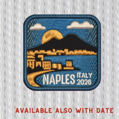 Naples Italy Patch, Vintage Travel Badge, Embroidered-Style Adventure Patch, Vesuvius Souvenir, Italian Travel Gift, Backpack, Jacket Patch