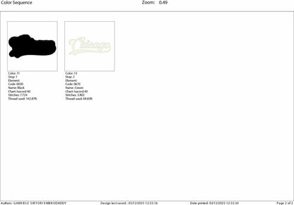 Machine Embroidery, "Chicago" Baseball Style Swoosh Underline, PES, xxx, hus & more