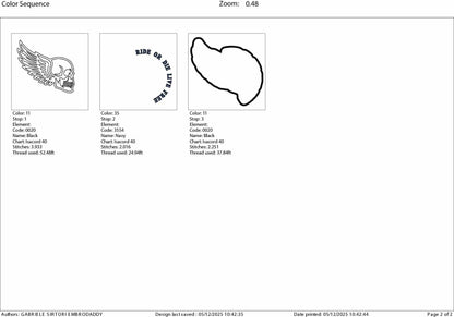 Machine Embroidery files, Ride or Die Biker, Live Free Skull, Racing Motorcycle Wings Chopper Bike, PES, dst, xxx, hus & more