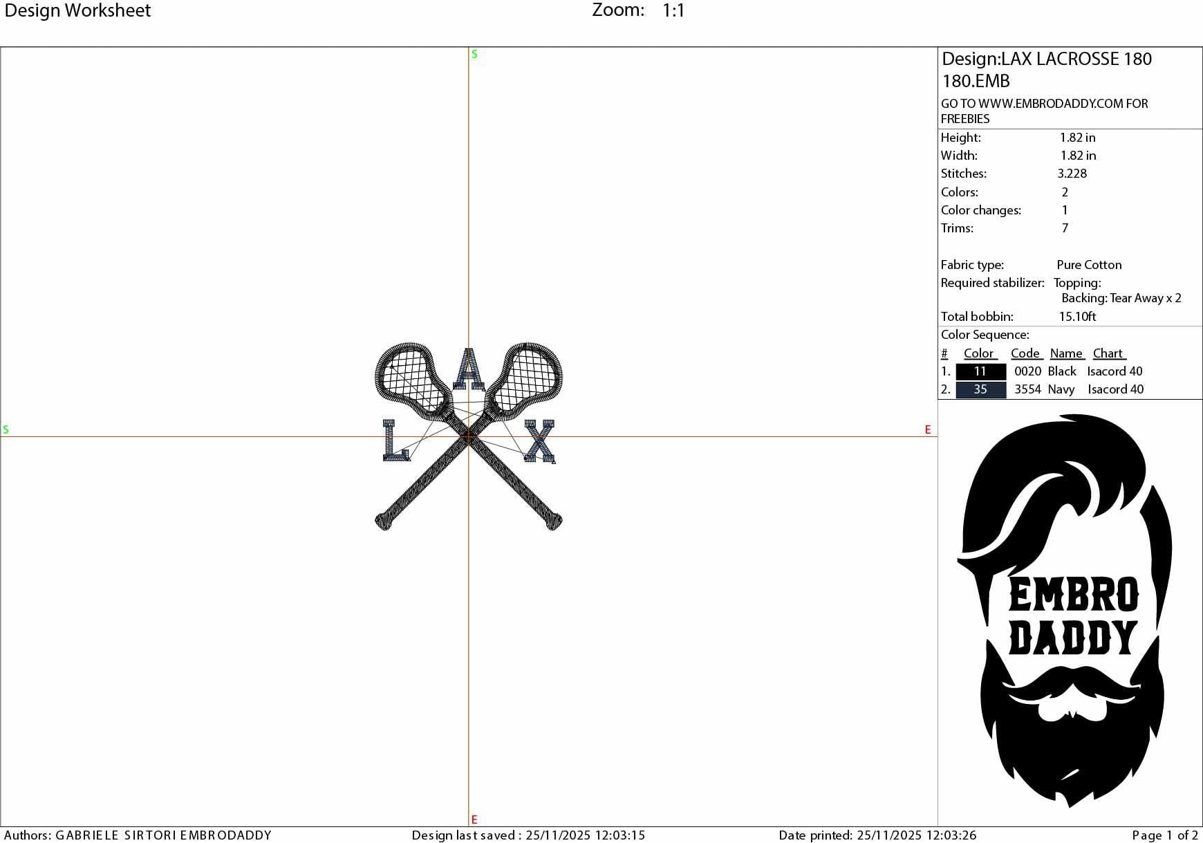 Machine Embroidery files, Two Double Crossed Lacrosse Sticks for Players. Teams, Coaches, Parents, Moms, Dads, DST, PES, xxx, hus & more