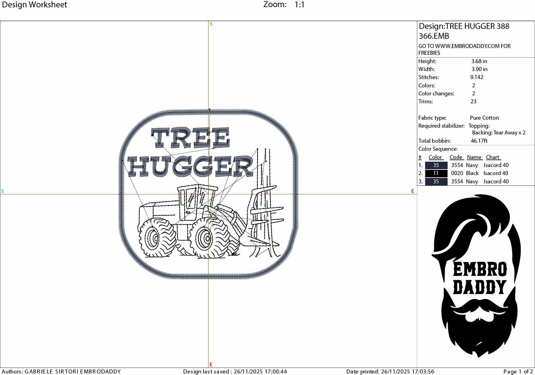 Machine Embroidery files, Tree Hugger, Logging Equipment Funny, Skidder, Logger Chainsaw, PES, DST, xxx, hus and more