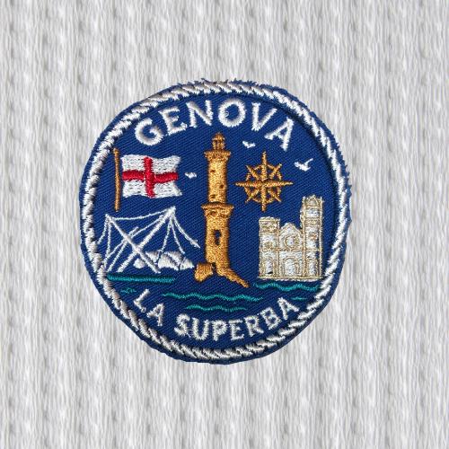 Genoa Patch – La Superba Embroidered Badge – Lighthouse & City Symbols – Italy Souvenir – Iron On/Sew On Patch