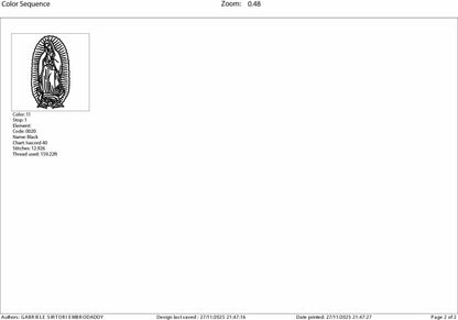 Machine Embroidery files, Our Lady of Guadalupe, Virgin Mary, Virgin of Guadalupe, Christian, PES, hus, dst, vp3 & more