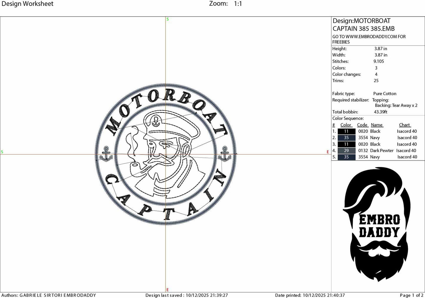 Machine Embroidery files, Motor Boating Captain, Motor Boatin ,SOB Boating Nautical, PES, xxx, hus & more