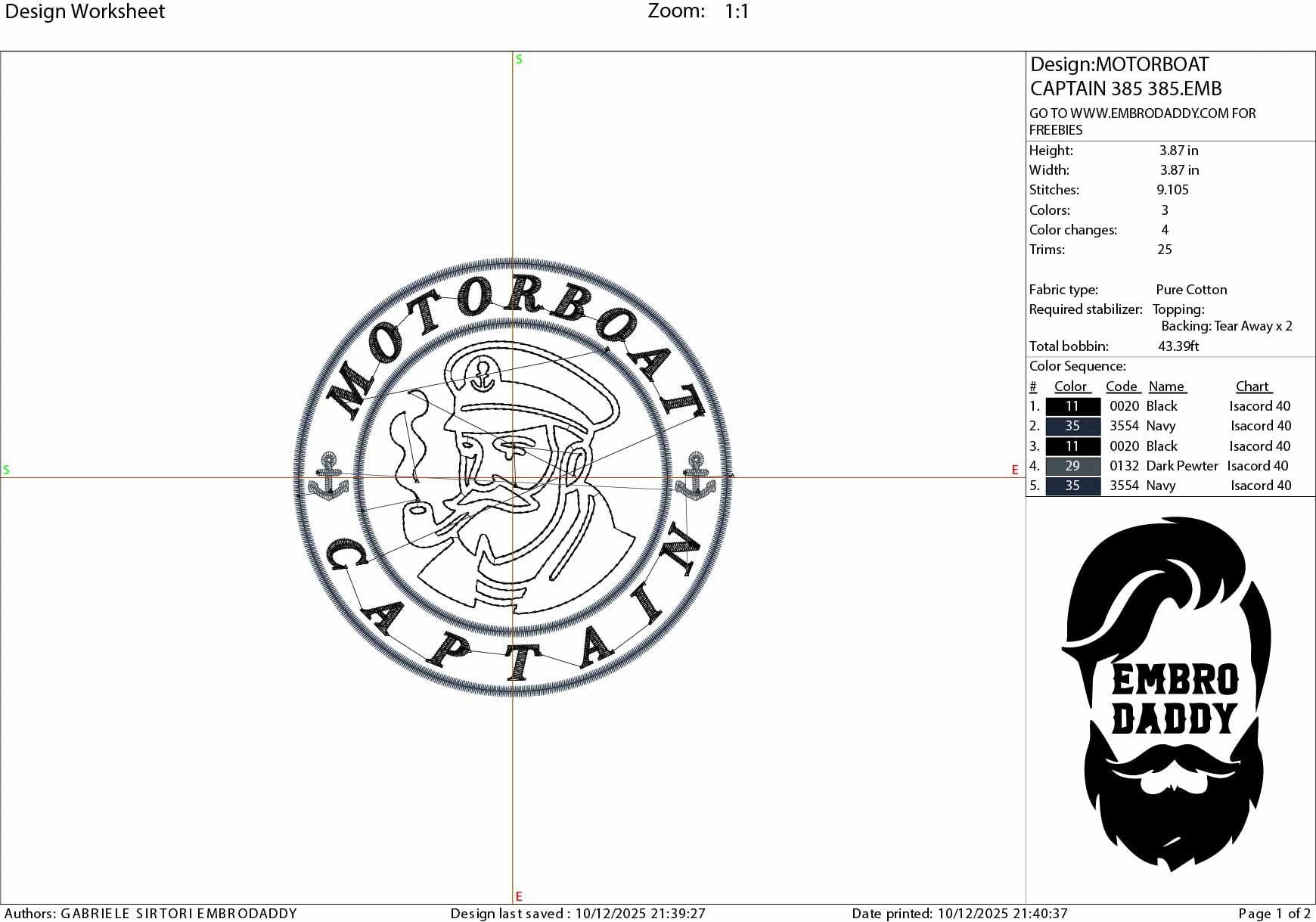 Machine Embroidery files, Motor Boating Captain, Motor Boatin ,SOB Boating Nautical, PES, xxx, hus & more