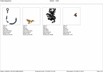 Machine Embroidery files, Hunting, Deer Duck Bird Pheasant Fishing Hook Hunter Outdoor Sportsman, PES, DST, xxx, hus & more,