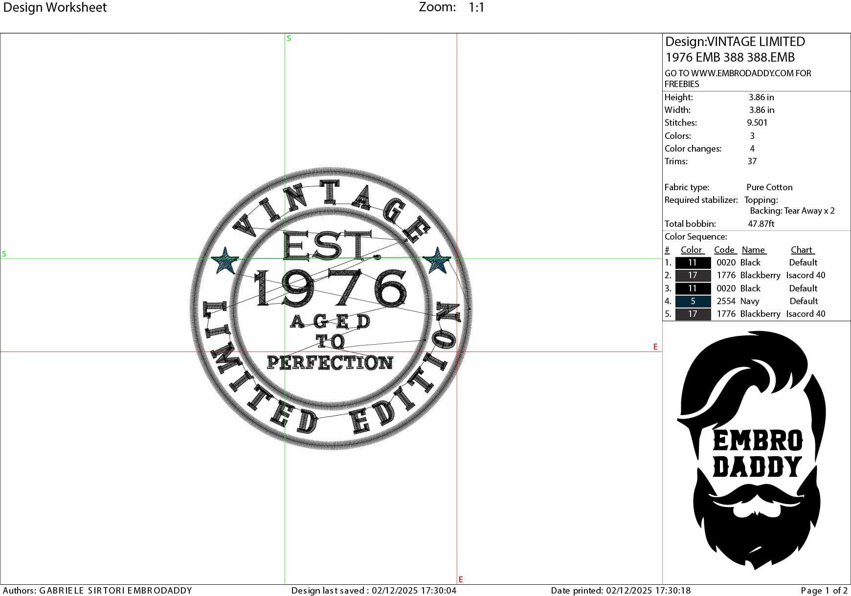 Machine Embroidery files, Vintage 1976 aged to perfection pes, 50 years, birthday funny embroidery files, gift idea PES, xxx, hus & more