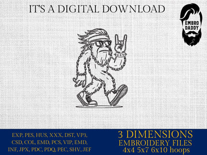 Machine Embroidery files, bigfoot funny, metal, PES, xxx, hus & more