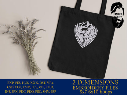 Machine Embroidery files, Nature Scene, Skull, Wilderness, Camping, Pine Tree Forest, DST, PES, xxx hus & more,