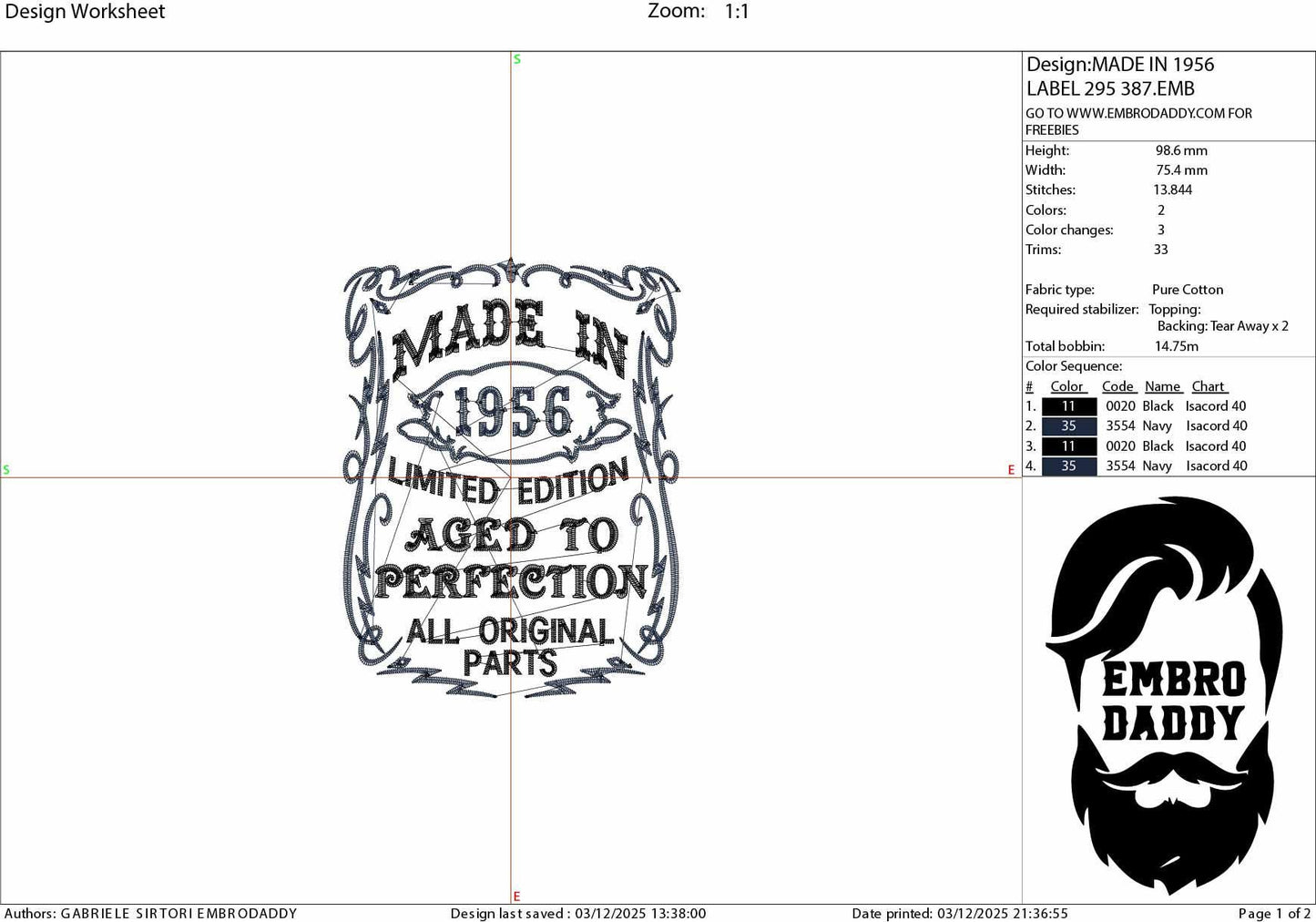 Machine Embroidery files, made in 1956 aged to perfection pes, birthday funny embroidery files, gift idea PES, DST, xxx, hus & more