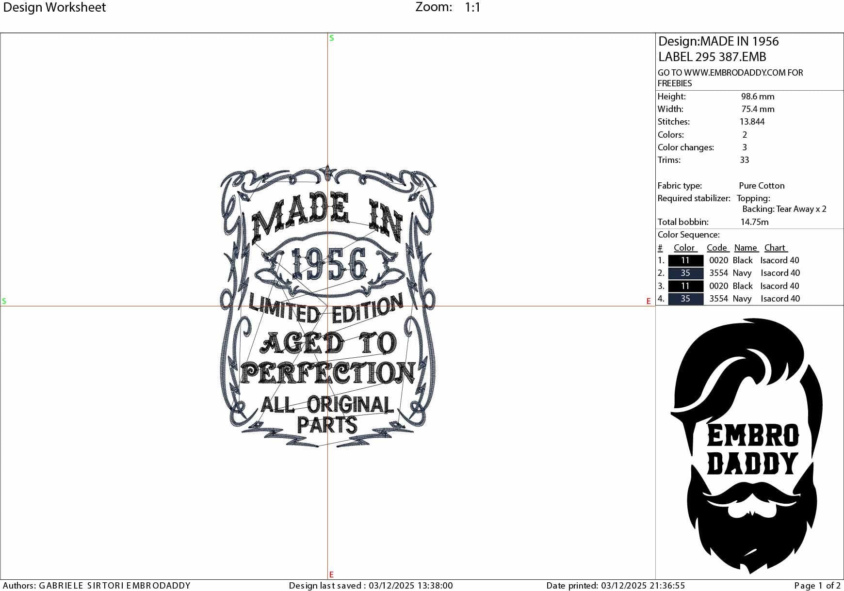 Machine Embroidery files, made in 1956 aged to perfection pes, birthday funny embroidery files, gift idea PES, DST, xxx, hus & more
