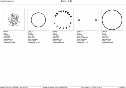 Machine Embroidery files, Motor Boating Captain, Motor Boatin ,SOB Boating Nautical, PES, xxx, hus & more
