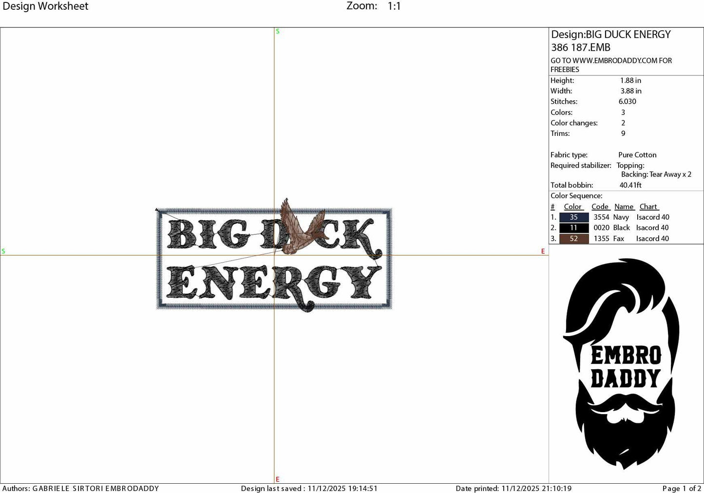 Machine Embroidery files, Big Duck Energy Embroidery Design, Funny Duck, PES, xxx, hus, dst & more
