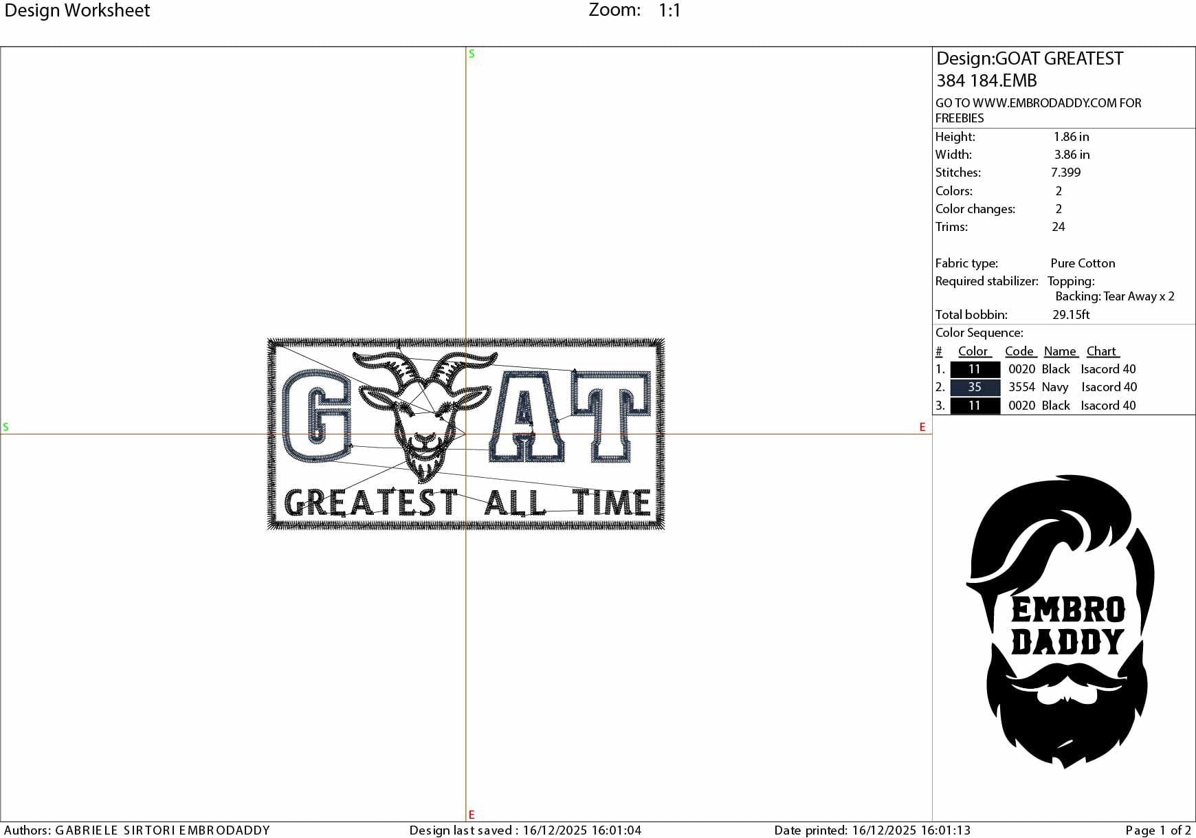 Machine Embroidery, Goat, Greatest of All Time, Funny Goat, PES, xxx, hus & more, embroidery files