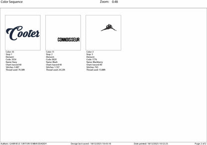 Machine Embroidery files, Cooter Connoisseur, Funny , Digital File, PES, xxx, hus & more