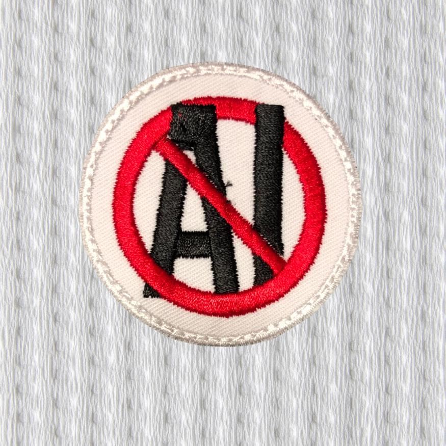 No AI Patch – Anti Artificial Intelligence Embroidered Patch | Iron-On / Sew-On Statement Badge