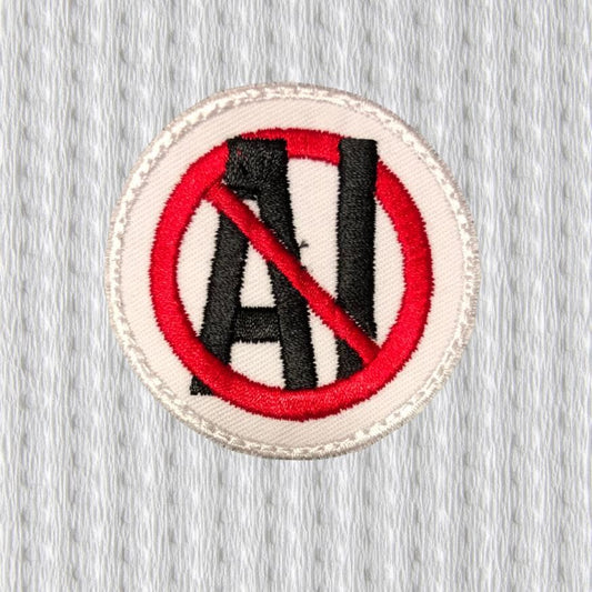 No AI Patch – Anti Artificial Intelligence Embroidered Patch | Iron-On / Sew-On Statement Badge