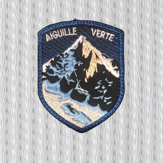 Aiguille Verte Embroidered Patch – Alpine Shield Badge, Mont Blanc Massif, Mountaineering Patch