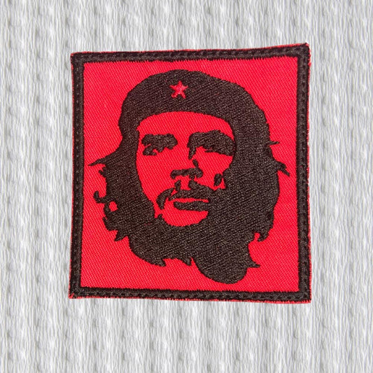 Che Guevara Embroidered Patch – Iconic Revolutionary Portrait Red & Black Square Patch Sew On, Iron On