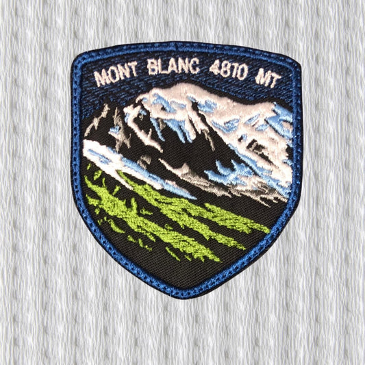 Mont Blanc Embroidered Patch – Alpine Mountain Badge, Outdoor Hiking Patch, 4810m Peak, Iron On Patch