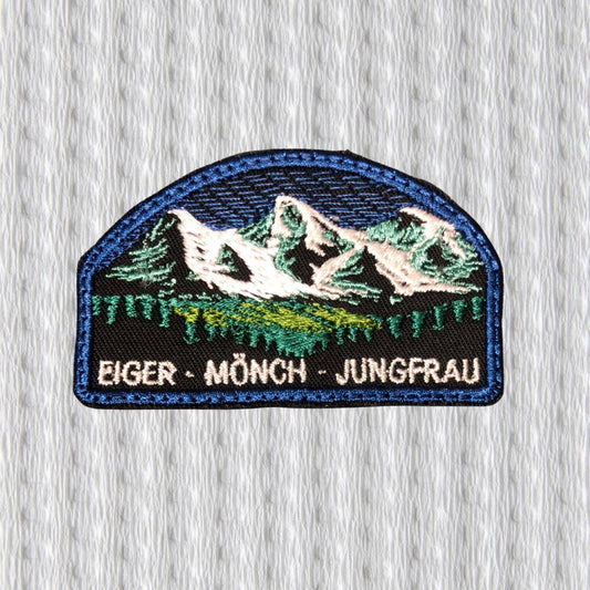 Eiger, Monch, Jungfrau, Mountain Embroidered Patch – Alpine Shield Badge, Swiss Alps, Hiking Climbing Patch