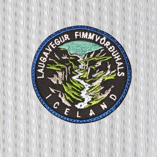 Laugavegur – Fimmvörðuháls Iceland Embroidered Patch | Hiking Trail Badge | Nordic Landscape Patch, Iron On/Sew On Patch