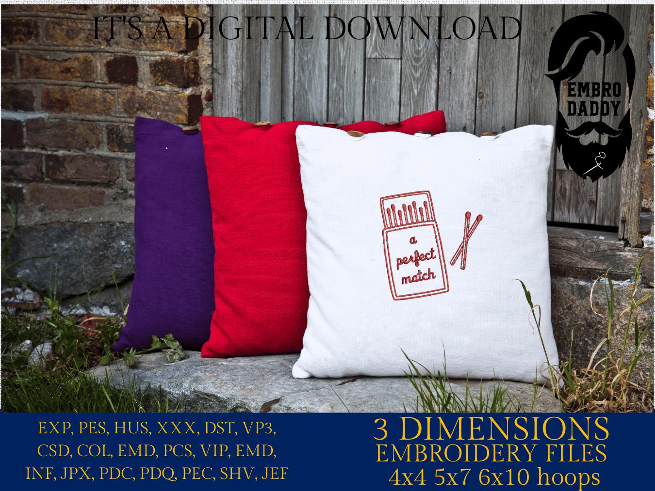 Machine Embroidery files, a perfect match, Preppy Matches, Matchbox, Matchbook, Matchstick, Love, Relationship, PES, xxx, hus & more