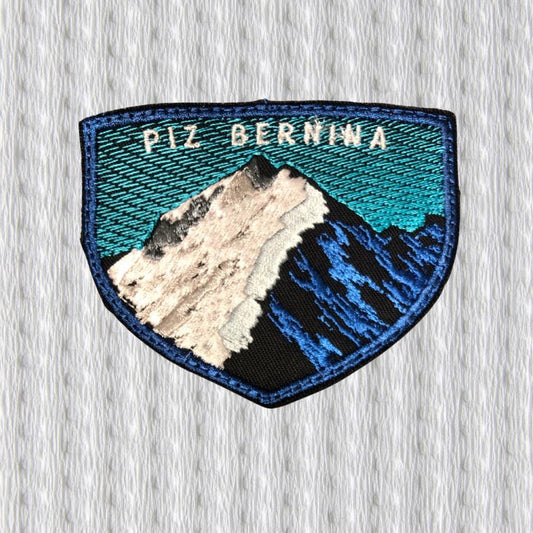 Piz Bernina Embroidered Patch – Swiss Alps Mountain Badge, Alpine Hiking Souvenir, Nature Adventure Patch