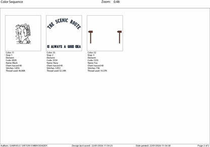 Machine Embroidery files, The Scenic Route Is Always A Good Idea, Outdoors, Hiking Bear, Nature, PES, xxx, hus & more
