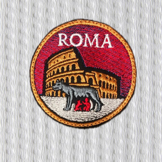 Rome Patch – Roma - Colosseum & She-Wolf Embroidery – Italy Souvenir Badge – Iron On/Sew On Patch – Travel Gift