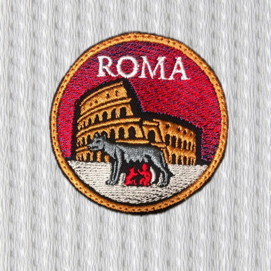 Rome Patch – Roma - Colosseum & She-Wolf Embroidery – Italy Souvenir Badge – Iron On/Sew On Patch – Travel Gift